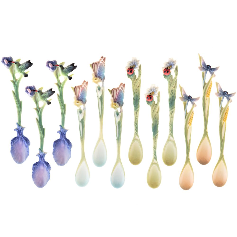 Appraisal: Franz Sculpted Porcelain Tea Spoons includes of the following patterns