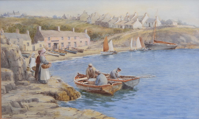 Appraisal: H Warren Williams British - Fishermen unloading the catchsigned lower