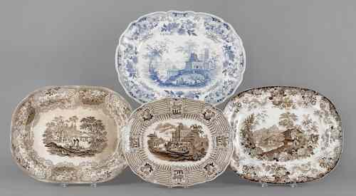 Appraisal: Four Staffordshire platters th c to include Demon's Egypt Genevese