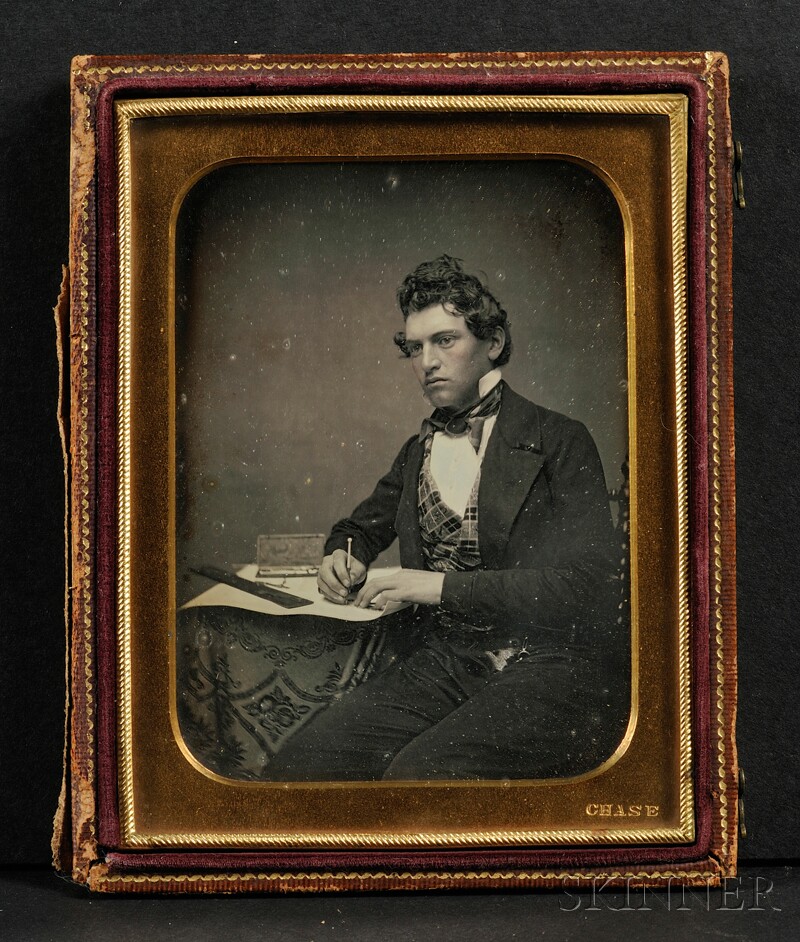 Appraisal: Quarter Plate Daguerreotype Portrait of a Man Seated at a