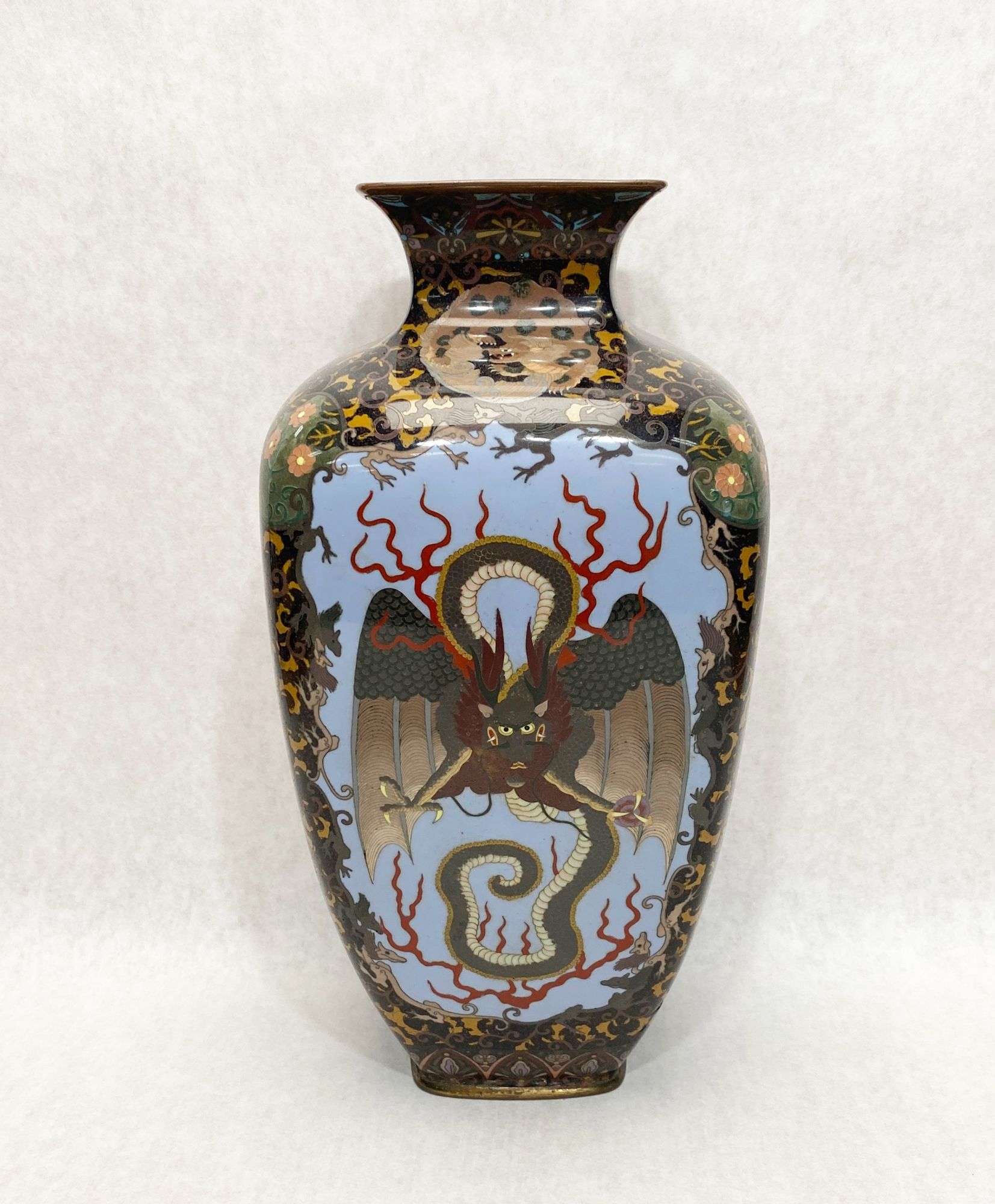 Appraisal: Japanese Meiji Period Cloisonne Mythical Beasts Vase tall at widest