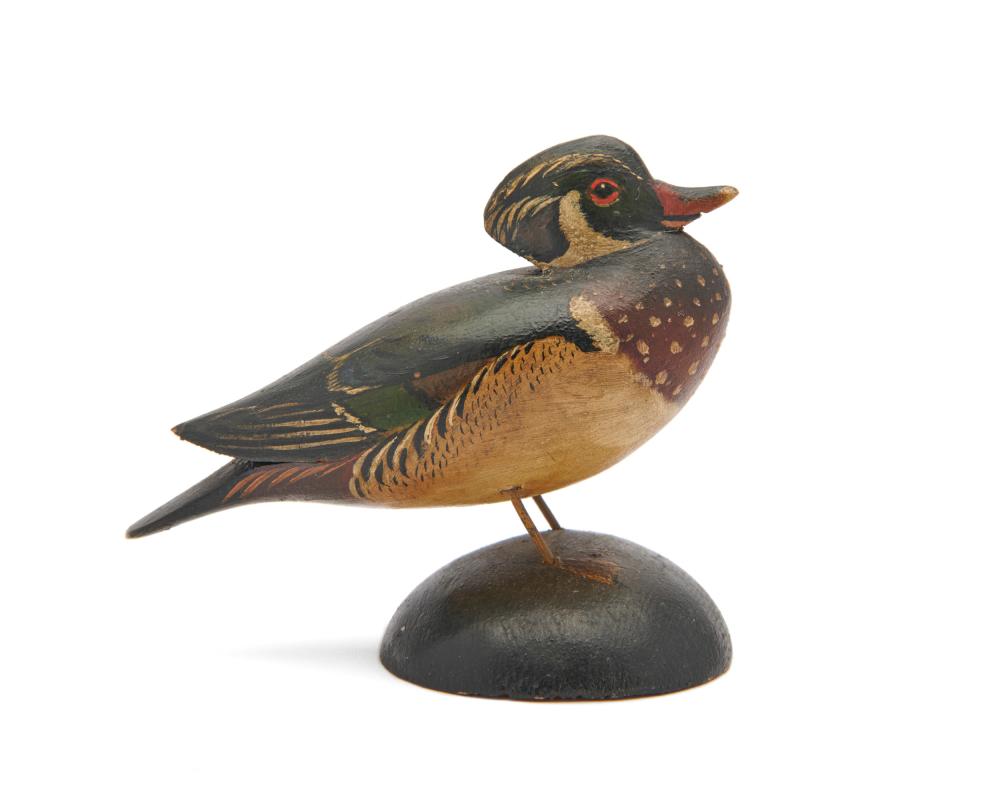 Appraisal: A ELMER CROWELL Miniature Wood Duck stamped A E CROWELL