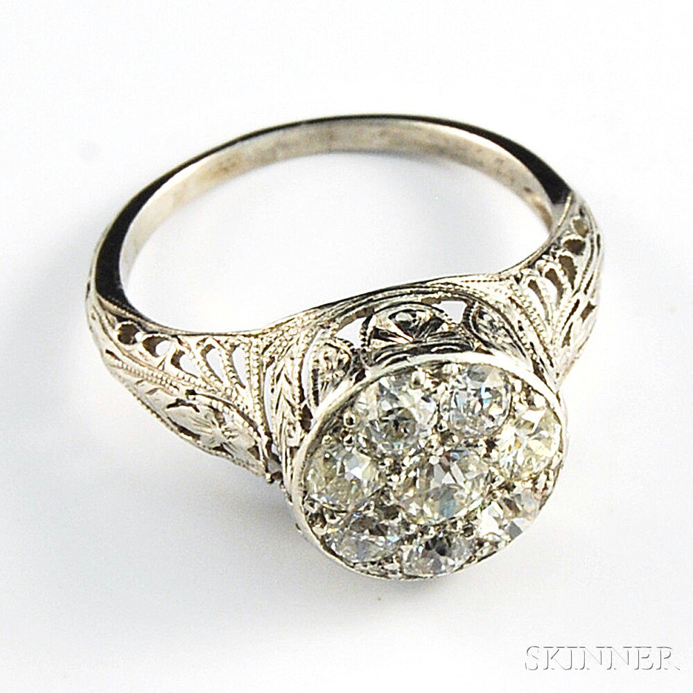 Appraisal: Platinum and Diamond Cluster Ring approx cts total diamond weight