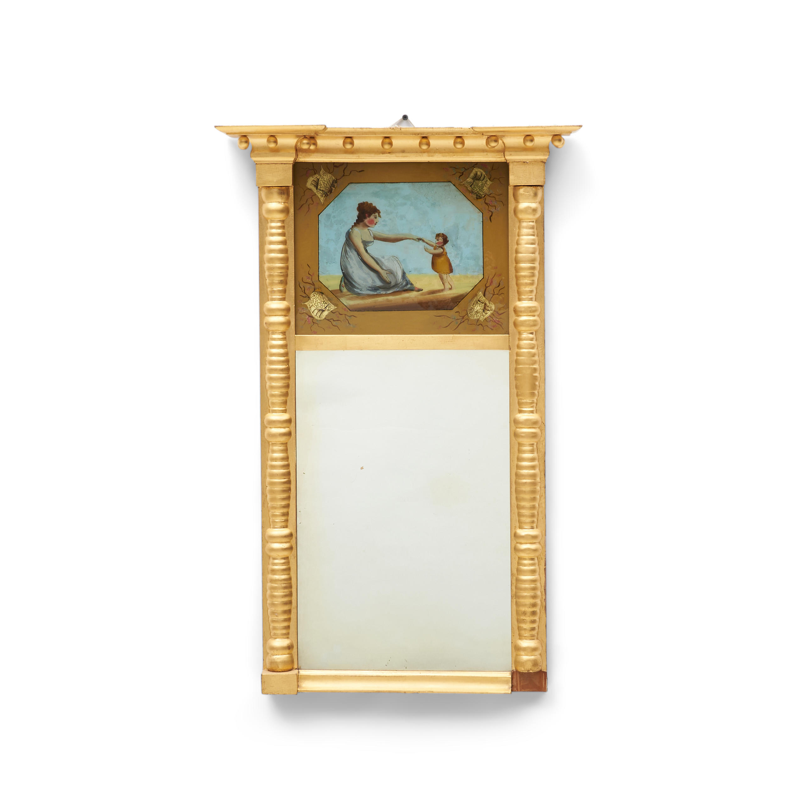 Appraisal: Federal Gilt Eglomise Mirror with reverse-painted glass tablet depicting a