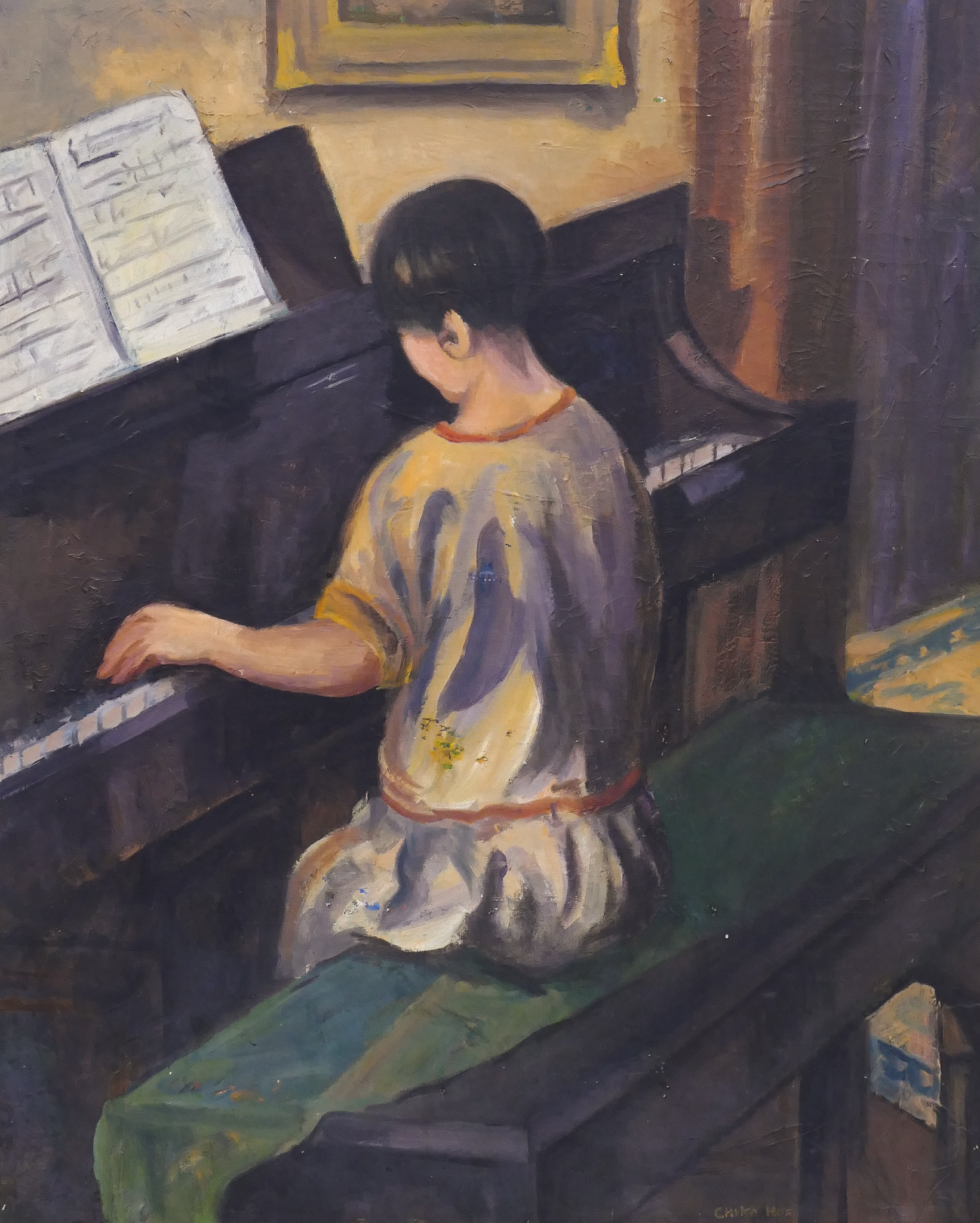 Appraisal: Paul Horiuchi - Washington ''The Piano Player'' 's Oil on