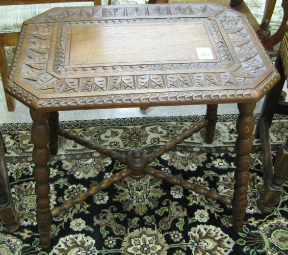 Appraisal: CARVED OAK OCCASIONAL TABLE English c having a square top