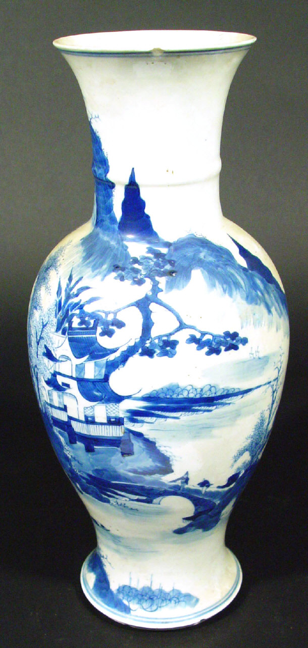 Appraisal: th century Chinese porcelain baluster vase painted in blue with