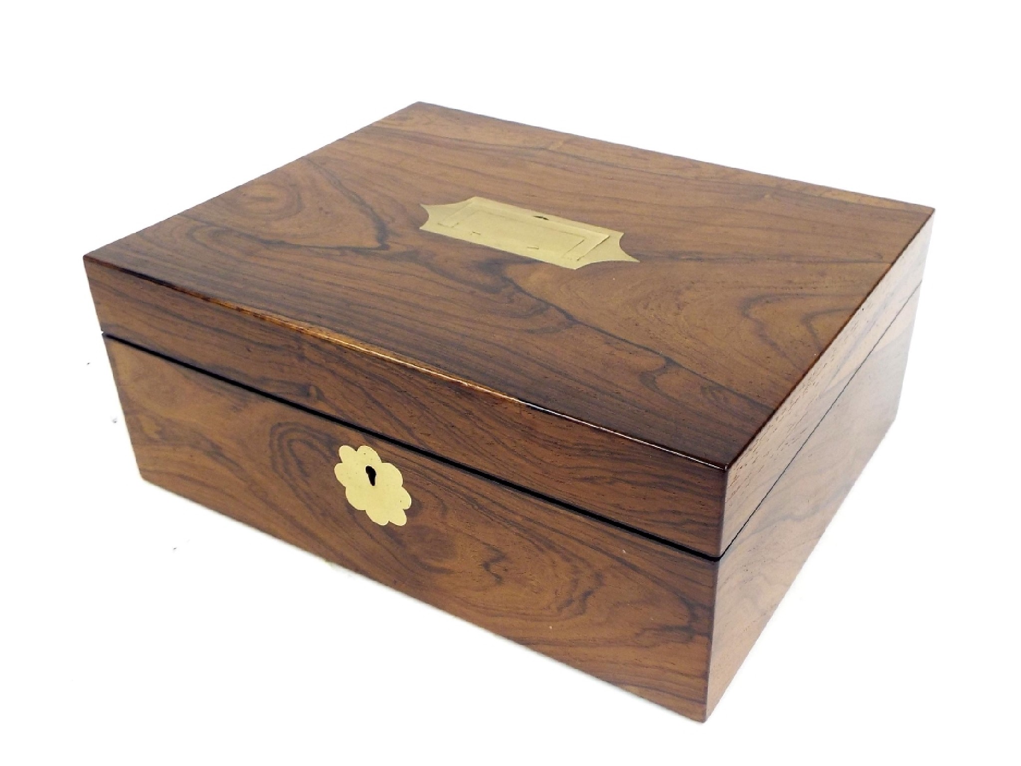 Appraisal: Regency rosewood sewing box the hinged lid with recessed handle