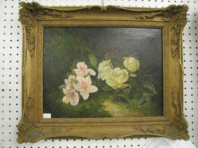 Appraisal: George H Boughton Oil on Canvas floral nature painting with