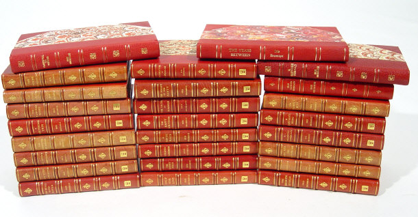 Appraisal: Iris Bromige - red leather bound novels with marblised boards