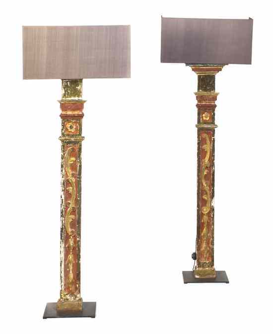 Appraisal: A Pair of Painted and Parcel Gilt Architectural Pilasters each