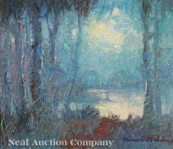 Appraisal: Knute Heldner Swedish Louisiana - Twilight Swamp Scene oil on