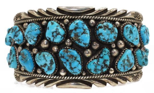 Appraisal: Native American sterling silver cuff bracelet Thomas Francisco Navajo th