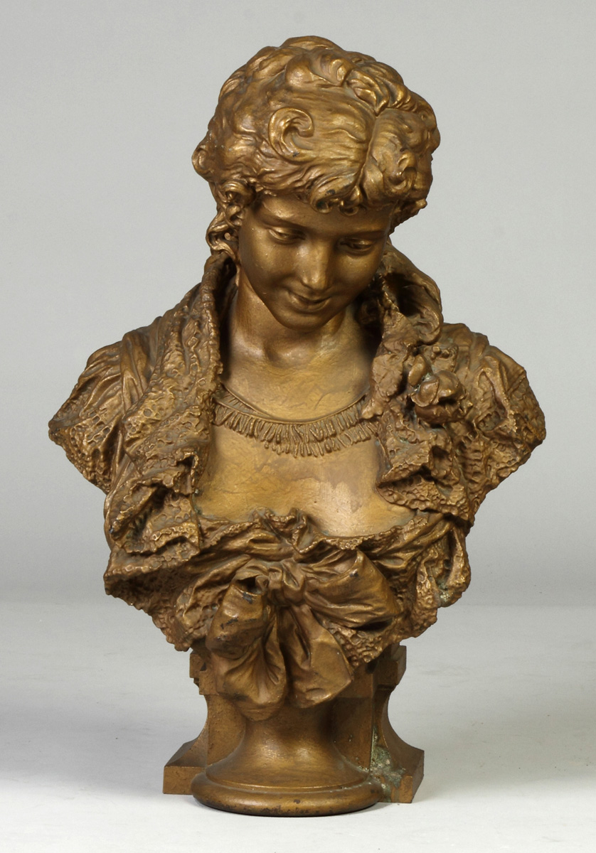 Appraisal: Spelter Metal bust of Young Lady