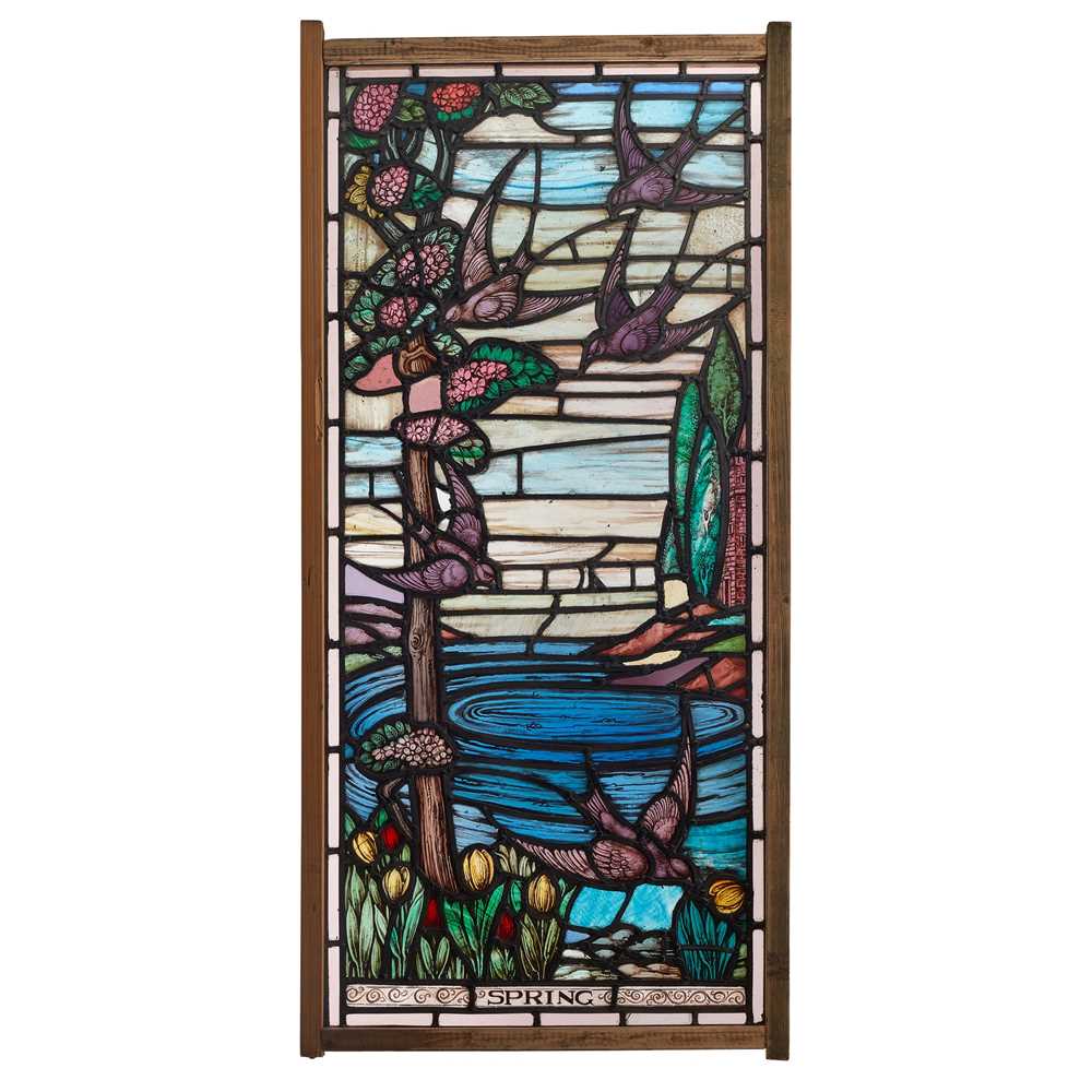 Appraisal: ENGLISH 'SPRING' STAINED GLASS PANEL CIRCA stained leaded and painted