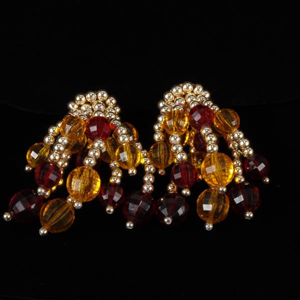 Appraisal: Mimi Di N Beaded Clip Earrings with metal tone yellow