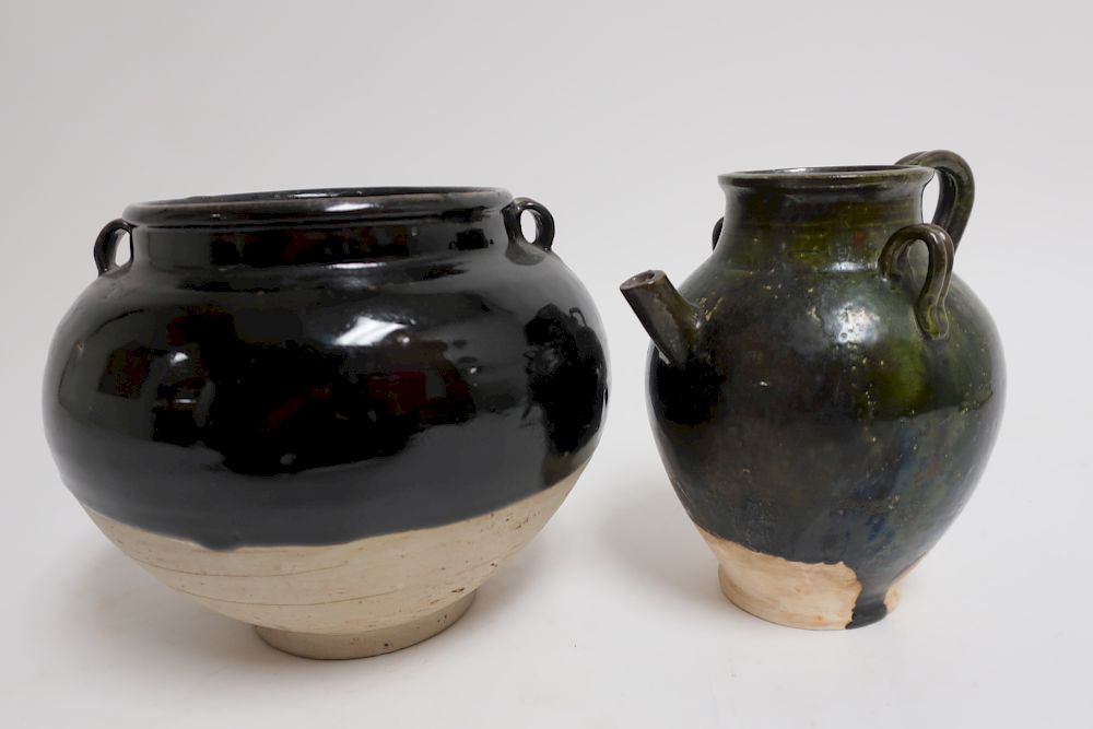 Appraisal: Northern Song Jin Black Glazed Jar and Ewer Black glaze