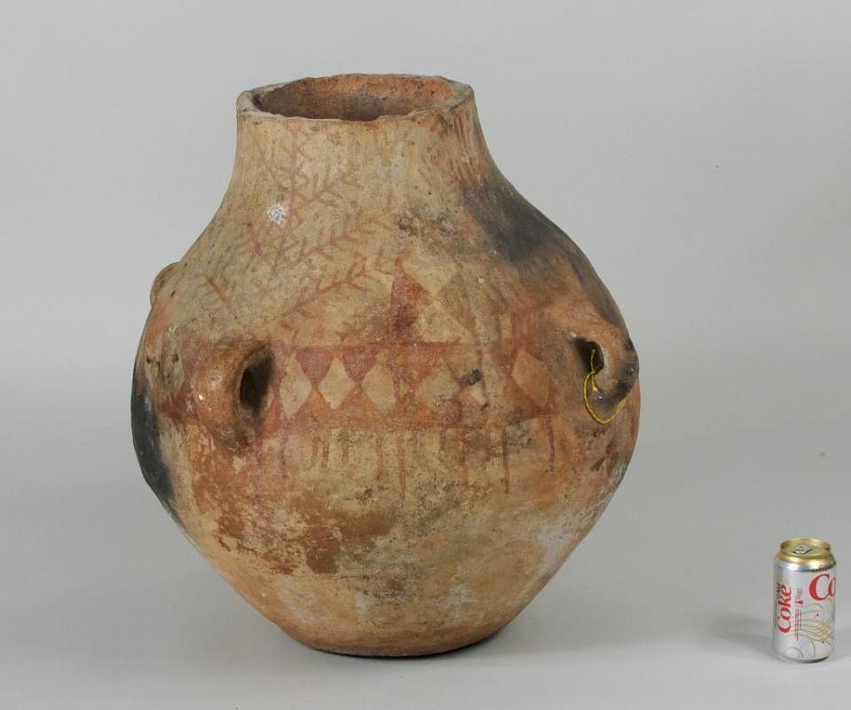 Appraisal: Large Native American Decorated Pottery Jug Large Native American decorated