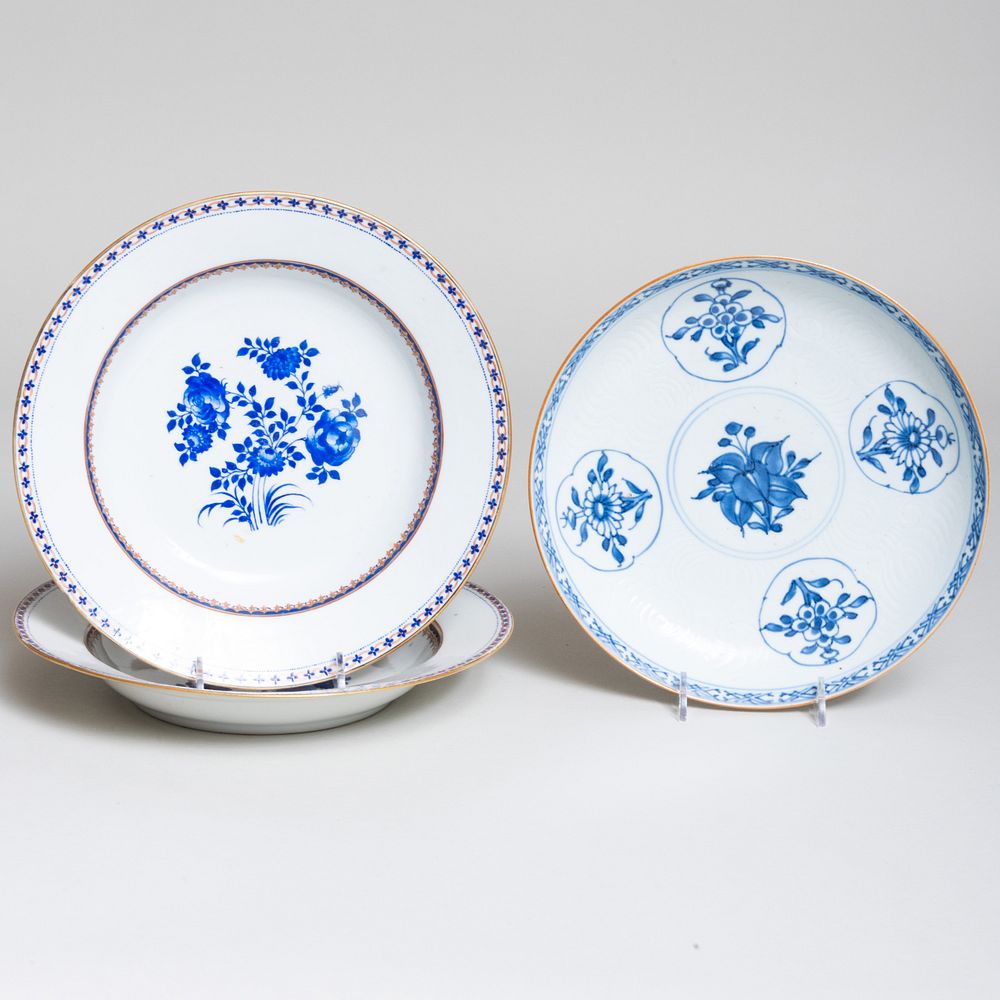 Appraisal: Group of Chinese Export Blue and White Porcelain Wares Comprising