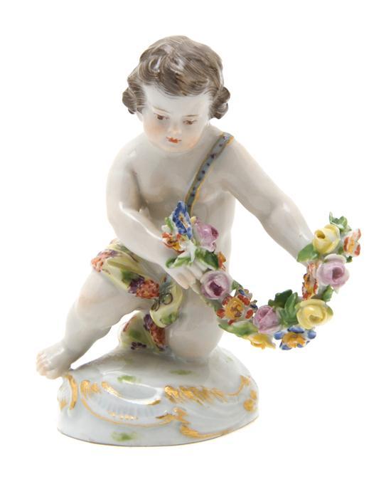 Appraisal: Meissen Porcelain Bicentennial Figure depicting a putto with festoons impressed