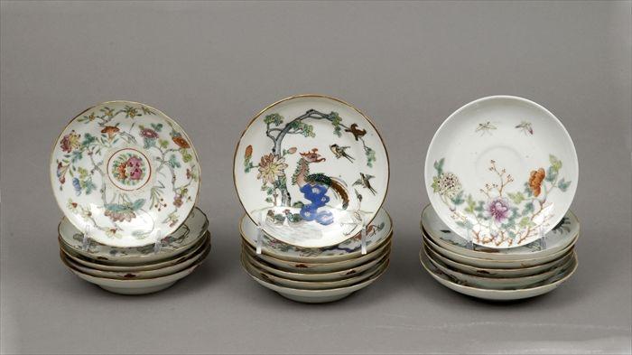 Appraisal: Seventeen Assorted Chinese Polychrome Porcelain Saucers to in diam Provenance