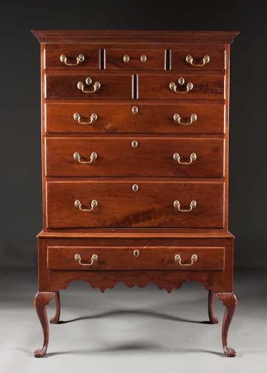 Appraisal: American Queen Anne style mahogany highboy Philadelphia circa with trifid