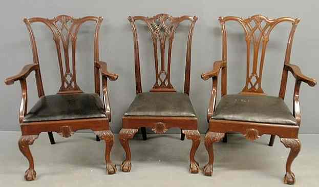 Appraisal: Set of three Centennial Chippendale style mahogany chairs from the