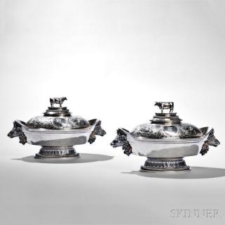 Appraisal: Pair of Ball Black Co Sterling Silver Covered Tureens New