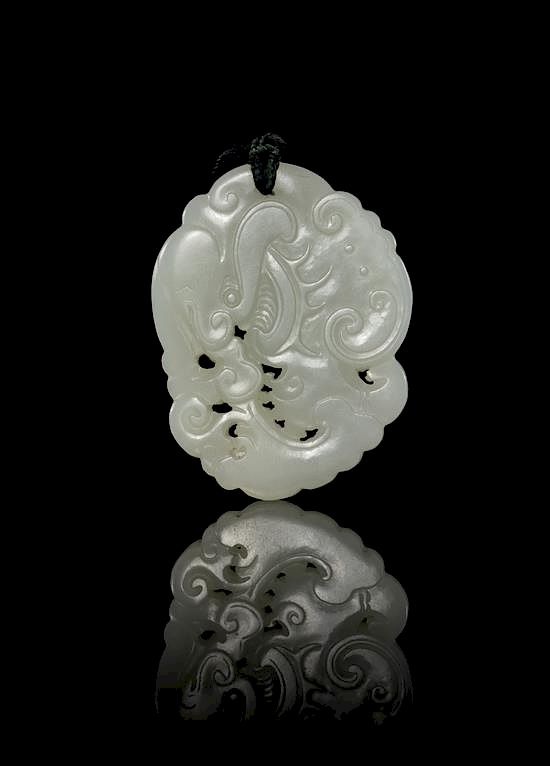 Appraisal: A Jade Pendant Length inches A Jade Pendant of a