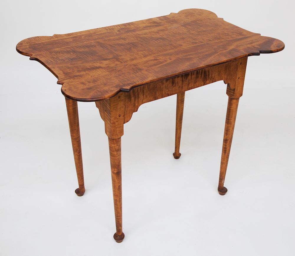 Appraisal: Rhode Island Tiger Maple Porringer Top Side Table circa Exclusive