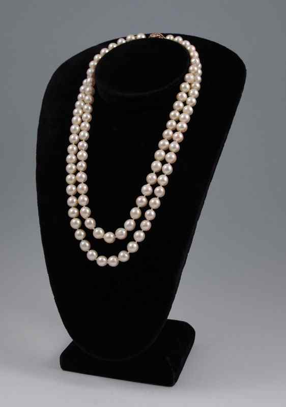 Appraisal: DOUBLE STRAND OF CULTURED PEARLS Double strand of cultured pearls