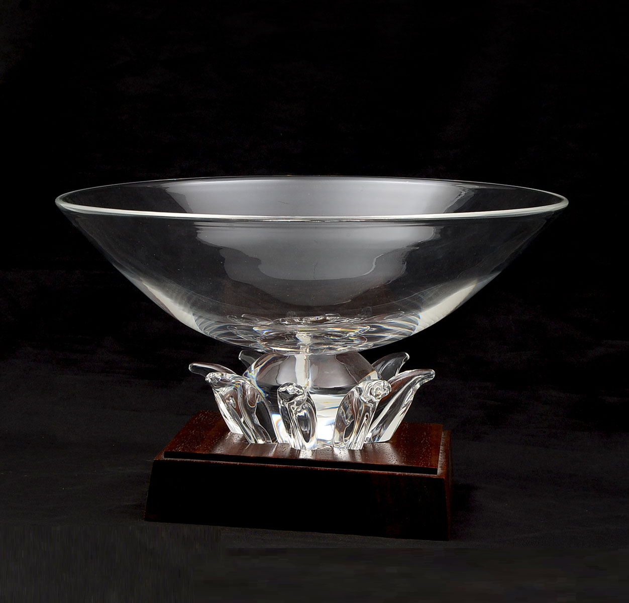 Appraisal: STEUBEN CRYSTAL FOOTED CONSOLE BOWL '' h '' diameter custom