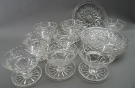 Appraisal: Eight Stuart cut crystal dessert plate together with nine associated