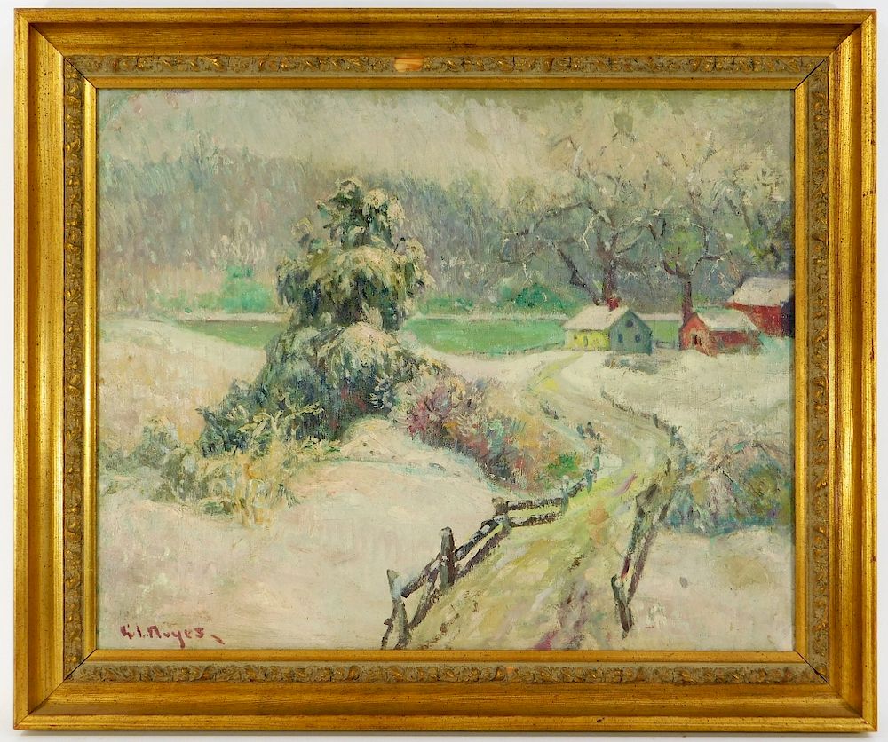 Appraisal: George Noyes New England Winter Landscape Painting George Loftus Noyes