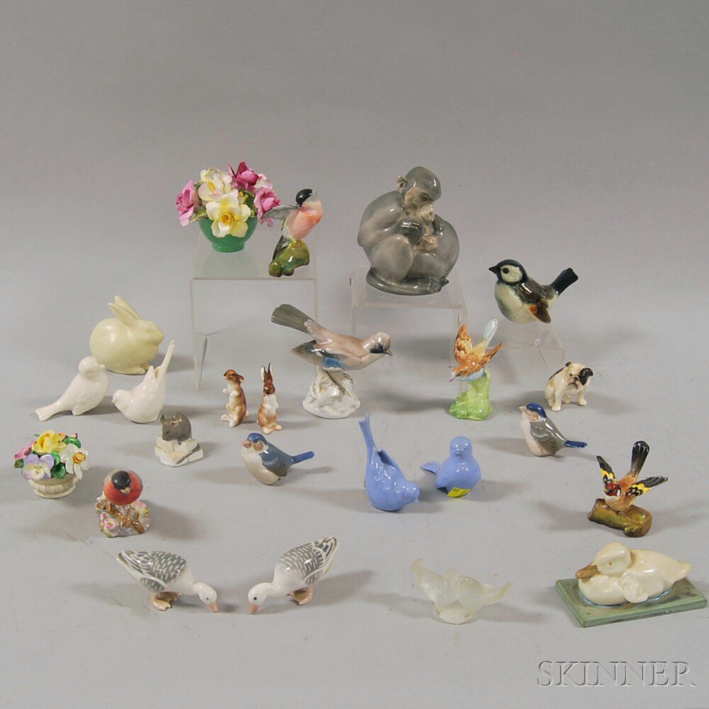 Appraisal: Approximately Twenty-four Ceramic and Glass Flower and Animal Figures including