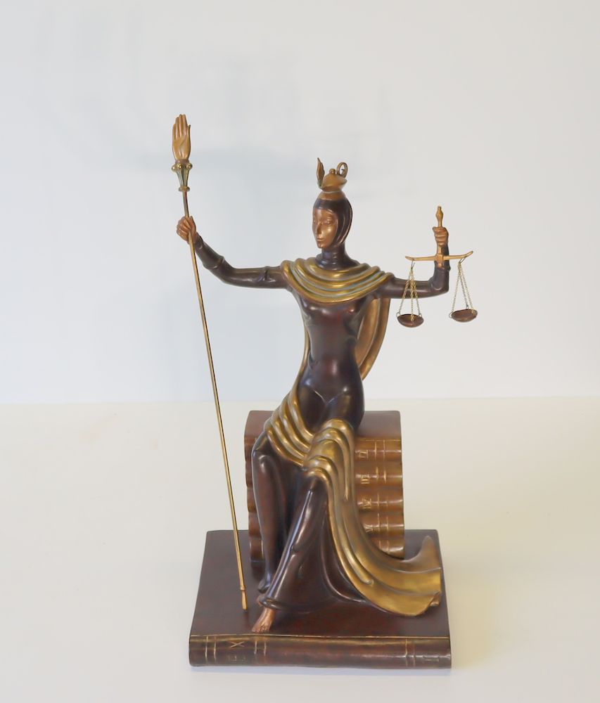 Appraisal: Romain De Tirtoff ERTE - Bronze Sculpture Justice Signed Erte