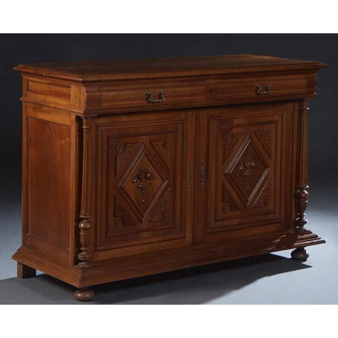 Appraisal: French Provincial Henri II Style Carved Walnut Sideboard c the