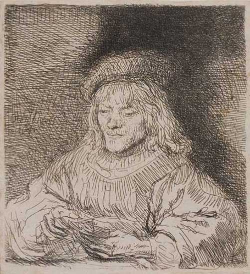 Appraisal: REMBRANDT VAN RIJN The Card Player Etching x mm x