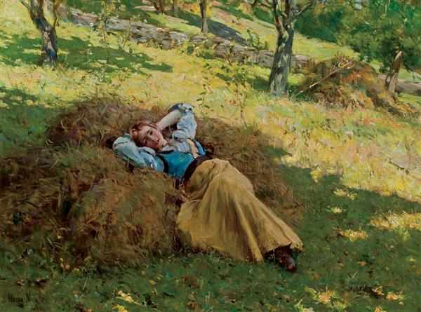 Appraisal: HENRY MOSLER American - ''Daydreaming'' oil on canvas signed lower