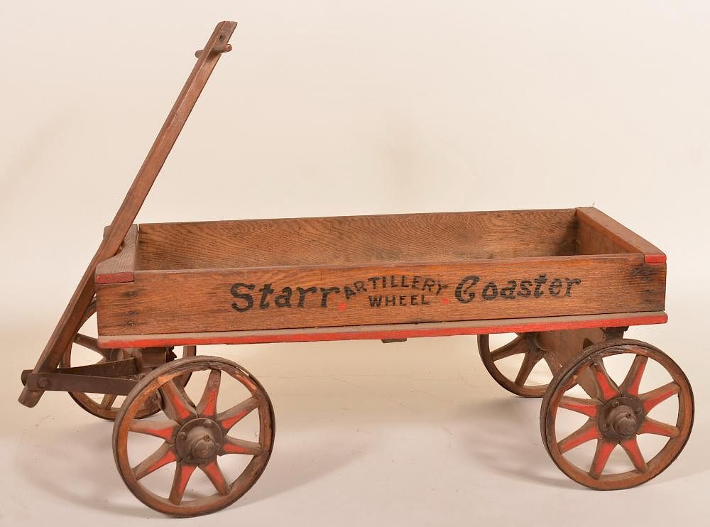 Appraisal: Wooden pull wagon Wooden pull wagon with wooden wheels body