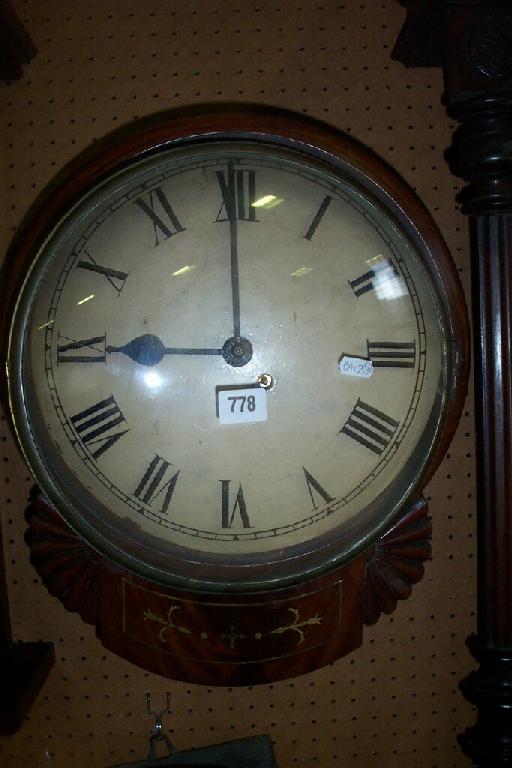 Appraisal: A Regency mahogany drop dial wall clock with single train