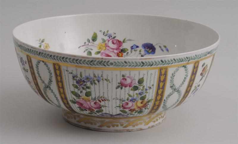 Appraisal: PARIS PORCELAIN FLORAL-DECORATED PUNCH BOWL Circa the rectangular floral reserves