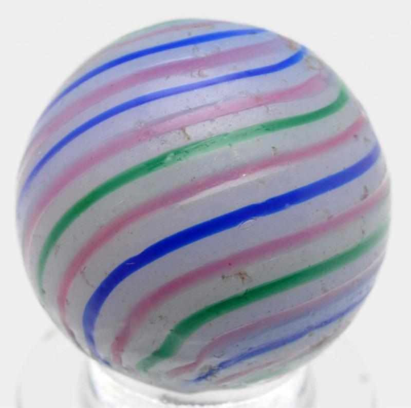 Appraisal: Tri-Color Clambroth Marble Very symmetric and evenly striped in alternating