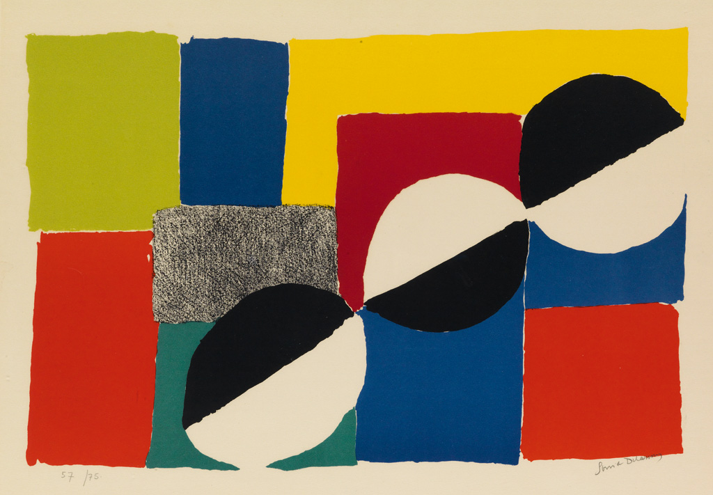 Appraisal: SONIA DELAUNAY Composition avec H lif noir et blanc Color