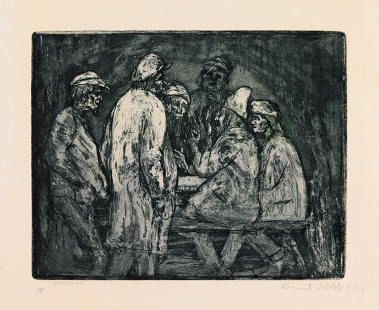 Appraisal: EMIL NOLDE Tischgesellschaft Etching and aquatint printed in bluish black