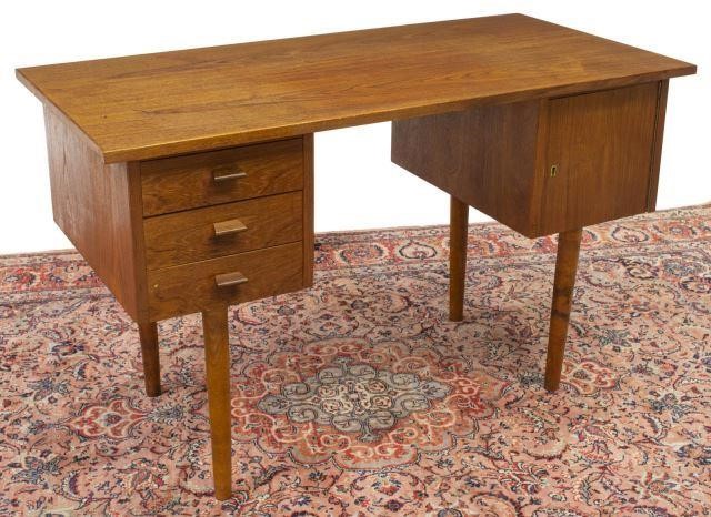 Appraisal: Danish mid-century modern teakwood writing desk c s having rectangular