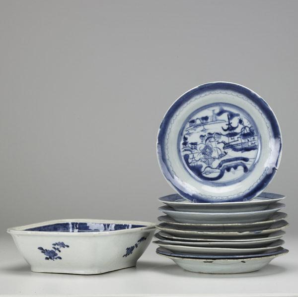 Appraisal: CHINESE EXPORT Grouping of eleven Canton pieces ten plates and