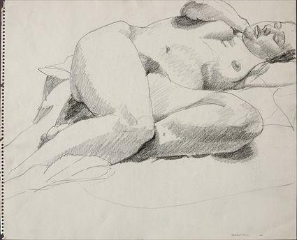 Appraisal: ATTRIBUTED TO PHILIP PEARLSTEIN TWO ACADEMIC FEMALE NUDE STUDIES Pencil