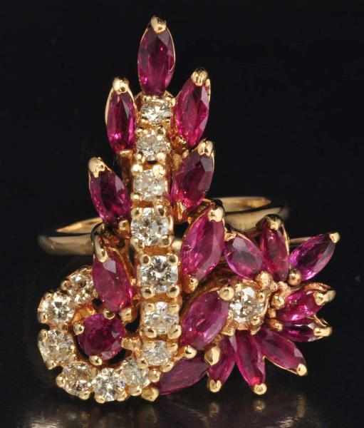 Appraisal: K Y Gold Diamond Ruby Ring Description Diamonds ct Rubies