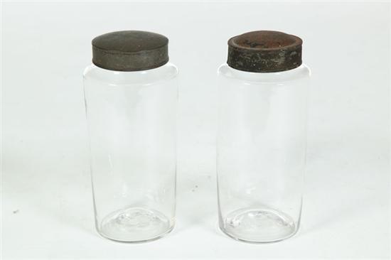 Appraisal: TWO BLOWN GLASS CANISTERS American th century Near pair with